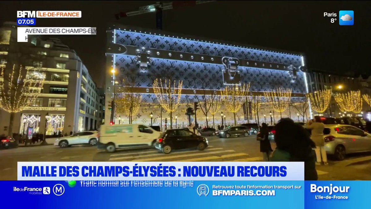 🇫🇷🧳 Les écologistes saisissent la justice pour faire retirer la malle géante Louis Vuitton des Champs-Élysées.