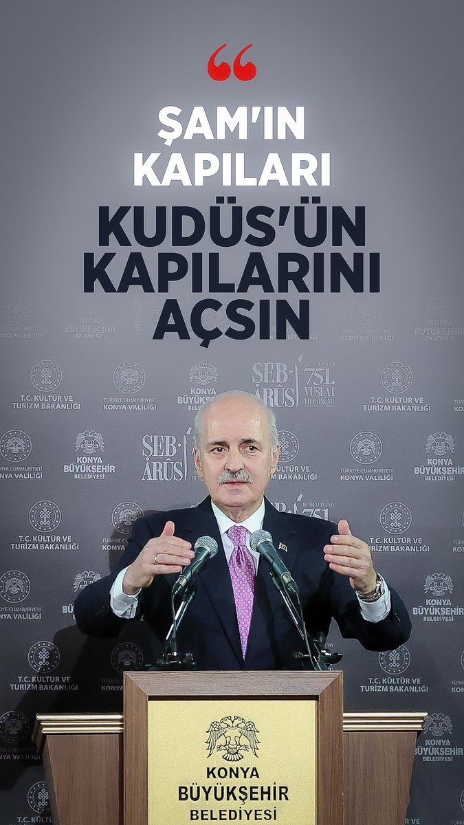 ❝Şam'ın kapıları Kudüs'ün kapılarını açsın; Şam Mevlevîhânesi'ne nasip olan özgürlük, Kudüs Mevlevîhânesi'ne de nasip olsun.❞ 📍 Hz. Mevlâna'nın 751. Vuslat Yıl Dönümü Anma Töreni, Konya