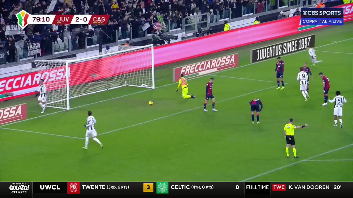 Francisco Conceição curls a left-footed beauty around Cagliari GK Simone Scuffet 💫