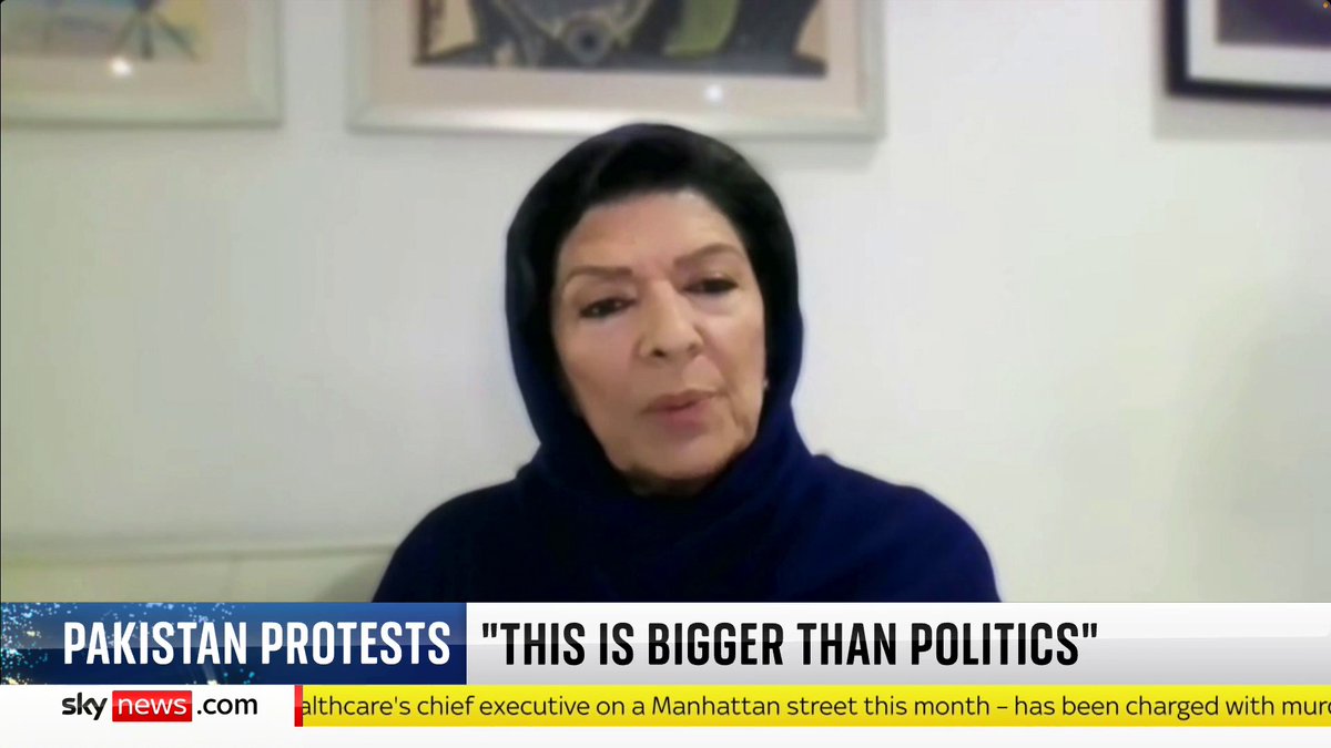 "It's a constitutional right to protest, not an instigation," says Aleema Khanum, sister of Imran Khan, following violence in Pakistan that led to six deaths during protests for his release adding "On November 26, we exercised our right." 📺 Sky 501