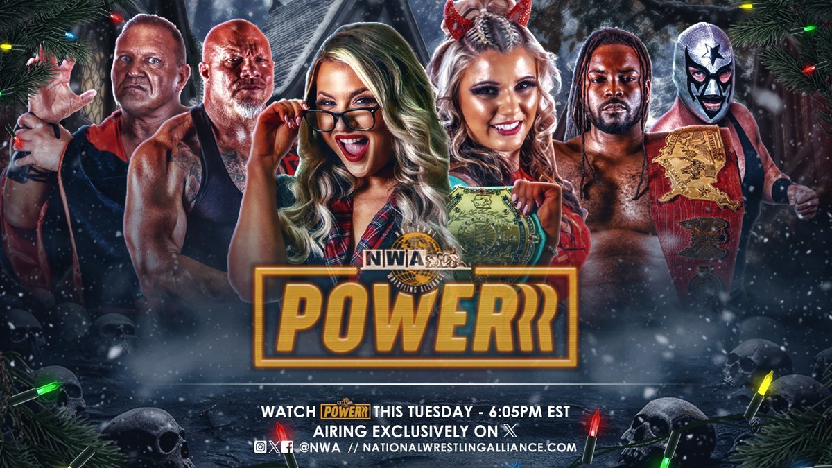 It's 6:05! It's time for wrestling! It's time for #NWAPowerrr! The Claw is BANNED on this edition of NWA Powerrr! Plus the World Women's Tag Titles and National Title are on the line! This is #NWASamhain! This is #NWAPowerrr!