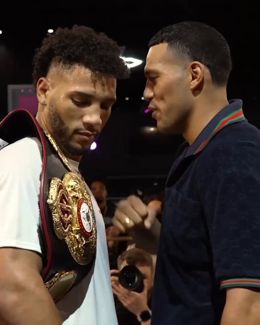 David Morrell threw his belt at David Benavidez after a heated face-off 😳 #BenavidezMorrell (via David Morrell Jr)