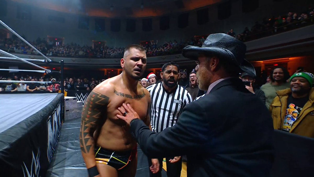 EXCLUSIVE: After A V A declares Trick Williams the champion, •𝕸𝕯𝕶• gets in Ava's face and shoves Shawn Michaels in disbelief. #WWENXT