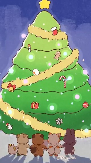 今年も みんなで クリスマス！🎄 🎶Rockin' around the christmas tree by Brenda Lee #てnこ #ぽnきち #辰 #うちゃme #こまいぬ #二尾の小狐 #クリスマス