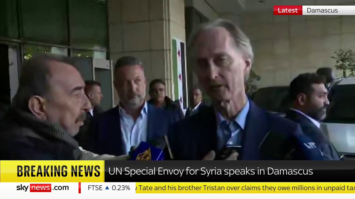 BREAKING: The United Nations Special Envoy for Syria, Geir O. Pedersen has delivered a statement in Damascus, explaining the hope that 'we will all see the beginning of a new Syria' More 🇸🇾 ➡️ 📺 Sky 501, Virgin 602, Freeview 233 and YouTube