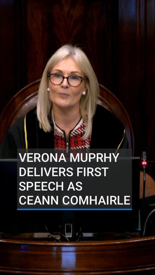 Newly elected Ceann Comhairle Verona Murphy has said she is "humbled, honoured and privileged" to serve in the role. The Independent Wexford TD is the first woman to hold the role | Read more: