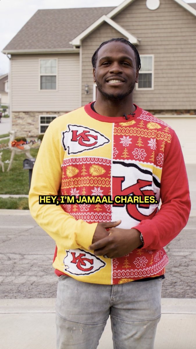 A surprise from Jamaal Charles is *almost* as good as football in Kansas City on Saturday. 🏈🎁 #NBCHolidaySurprise