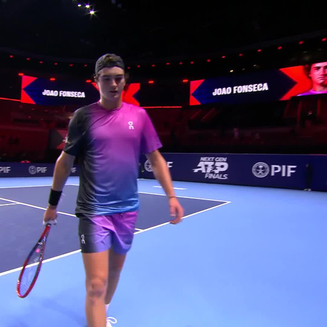 🎶 Joao, Fonseca 🎶 Match as point as Brazilian talent Fonseca defeats World No. 20 Arthur Fils! #NextGenATPFinals