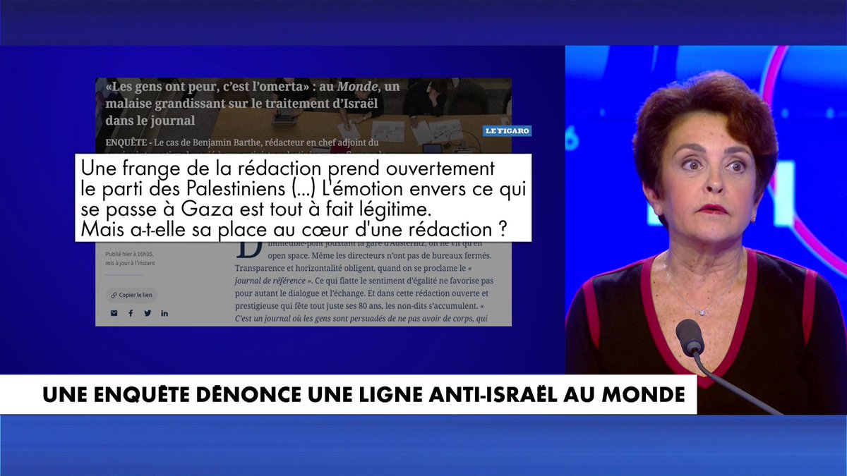 Judith Waintraub sur l’enquête dénonçant une ligne anti-Israël au quotidien Le Monde : «C’est un naufrage absolument total, ça ne s’appelle plus du journalisme», dans 100% Politique