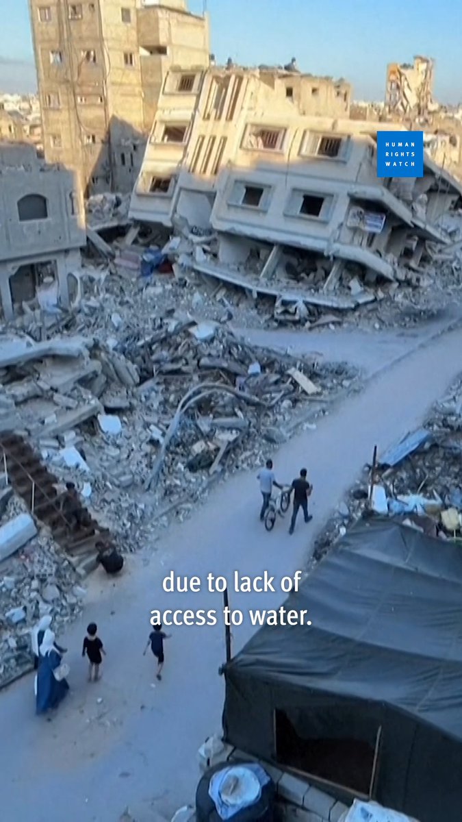 NEW: Israeli authorities are responsible for the ongoing crime of extermination and acts of genocide in Gaza. They’ve undertaken deliberate actions that have deprived Palestinians of the water they need to survive. Read more from HRW: