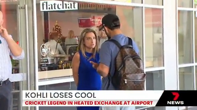Indian cricket superstar Virat Kohli has been involved in a fiery confrontation at Melbourne Airport. @theodrop has the details. #AUSvIND #7NEWS