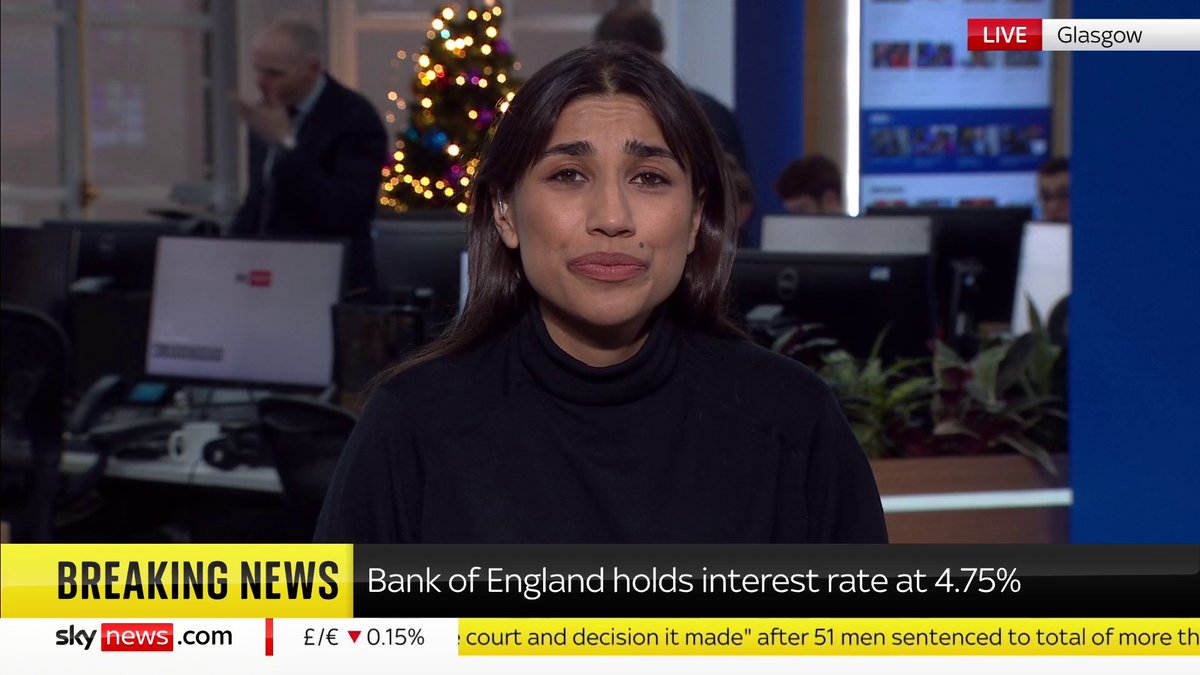 The Bank of England has held the base rate of interest at 4.75% - as many analysts had predicted. Sky's Gurpreet Narwan has more on this story. Latest: 📺 Sky 501, Virgin 602, Freeview 233 and YouTube