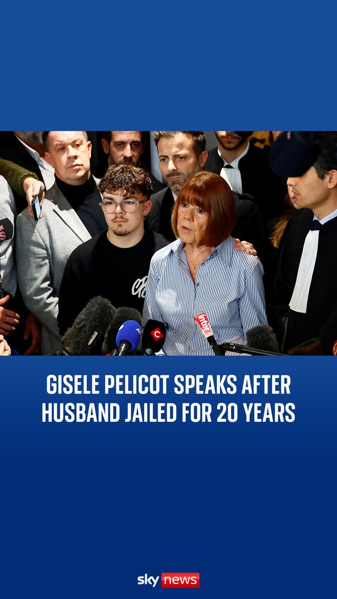 Gisele Pelicot has delivered a statement after her ex-husband was sentenced to 20 years in prison She said she 'never regretted' opening the doors of the trial, 'so society could see what was happening'. Read more: