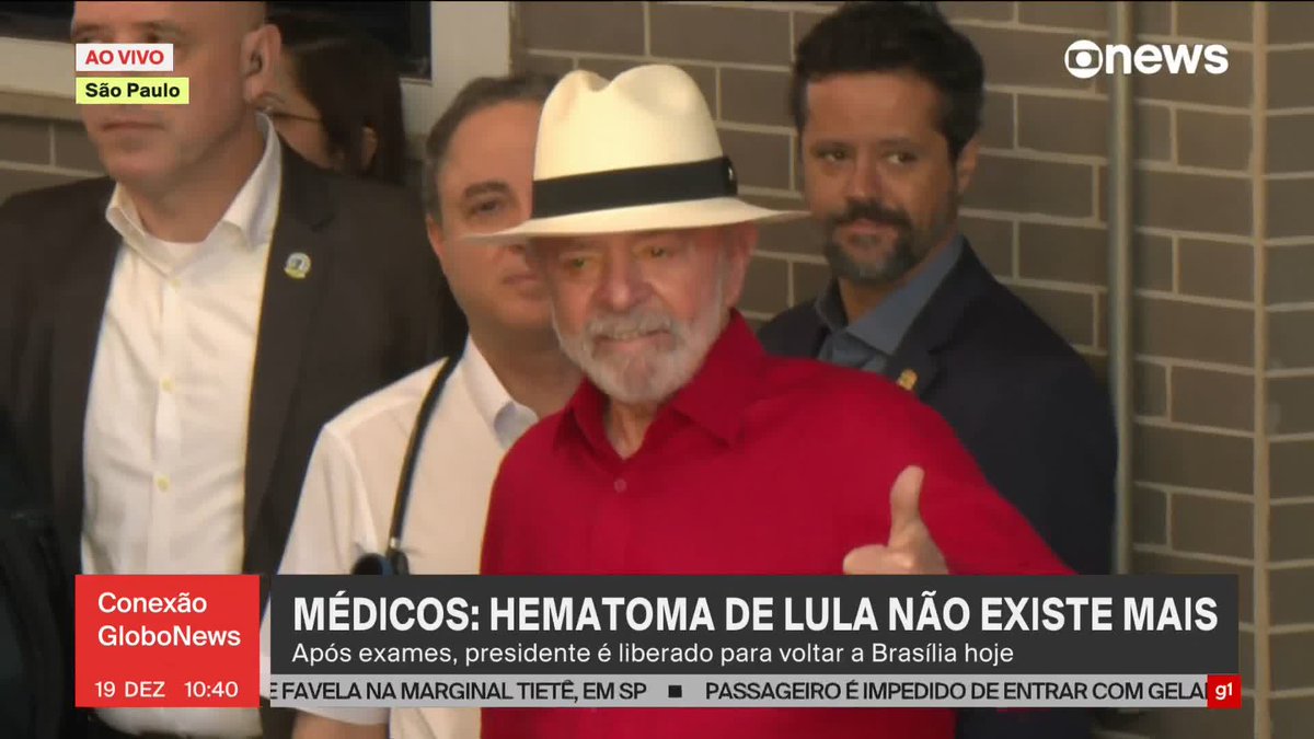 URGENTE: após os novos exames os médicos constataram que o hematoma sumiu e liberaram o Lula pra voltar à Brasília. Quem desejou o mal quebrou a cara! Grande dia!