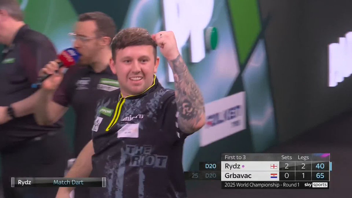 RAMPANT RYDZ STORMS THROUGH! What. A. Performance! 👏 Callan Rydz lays down a real marker, averaging over 107 to dispatch Romeo Grbavac and move through to a meeting against Martin Schindler! 📺 #WCDarts | R1