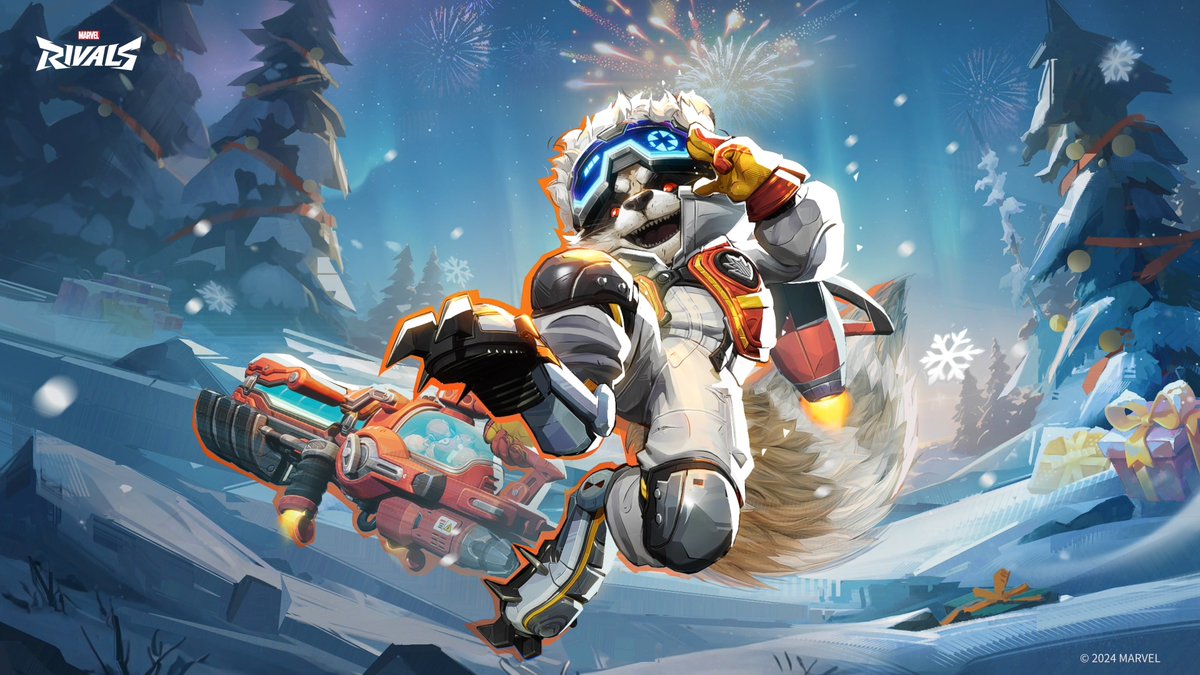[Wild Winter] 🏔️ Making his debut appearance in Marvel Rivals Season 0, Rocket Raccoon takes on an all new chill-proof suit fit for those icy planets. Equipped with boots perfect for the snow and his trusty blaster in hand, he's ready to take on a wild Winter Season. Rocket Racoon's Wild Winter Costume will be available in store on December 19, at 11PM PST! #MarvelRivals #RocketRaccoon