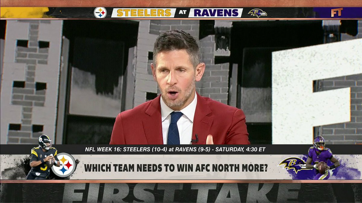 "In this year's playoffs ... the only game [Mike Tomlin] would go into with an advantage at quarterback would be Denver." 😯 Dan Orlovsky tells Stephen A Smith why the Steelers need to win the AFC North more than the Ravens 👀