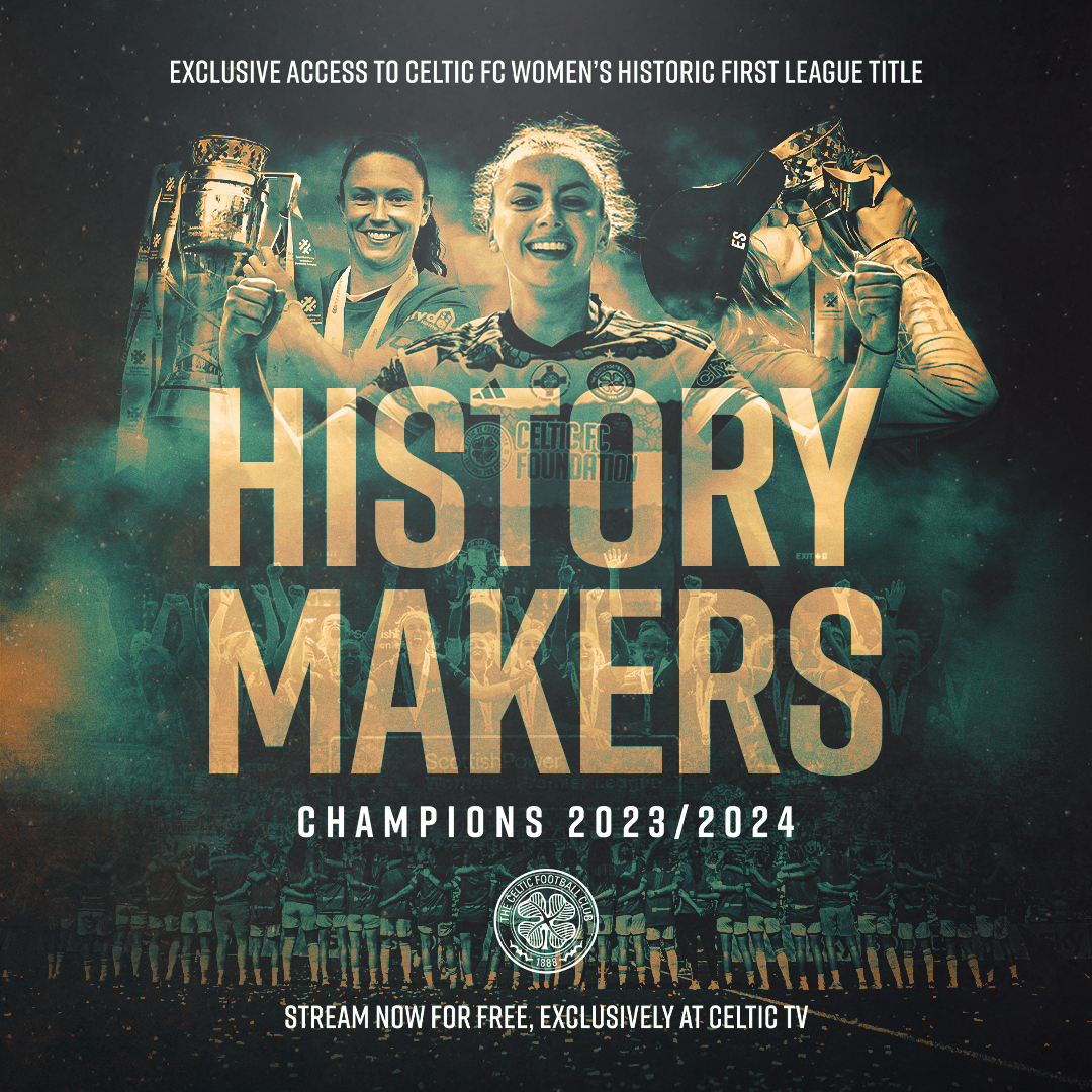 🏆 History Makers - An exclusive behind the scenes look at the Ghirls’ title-winning season! A new feature-length documentary that tells the amazing story of Celtic FC Women’s first-ever league title is now available to watch FREE on Celtic TV for all supporters! 🍀 Full info ⤵