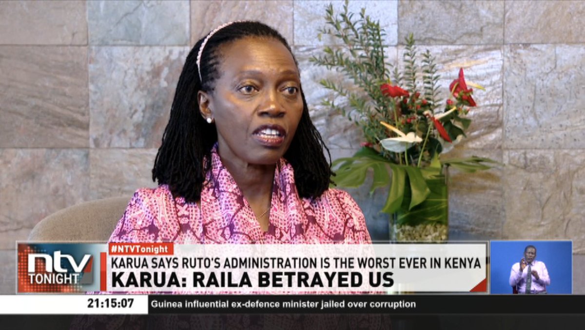 Karua: Raila Betrayed Us Martha Karua has accused Raila Odinga of not just betraying the Gen-Z movement but also betraying her. Karua says instead of siding with the protestors, Raila chose to close ranks with the government. #NTVTonight Ben Kitili David Muthoka