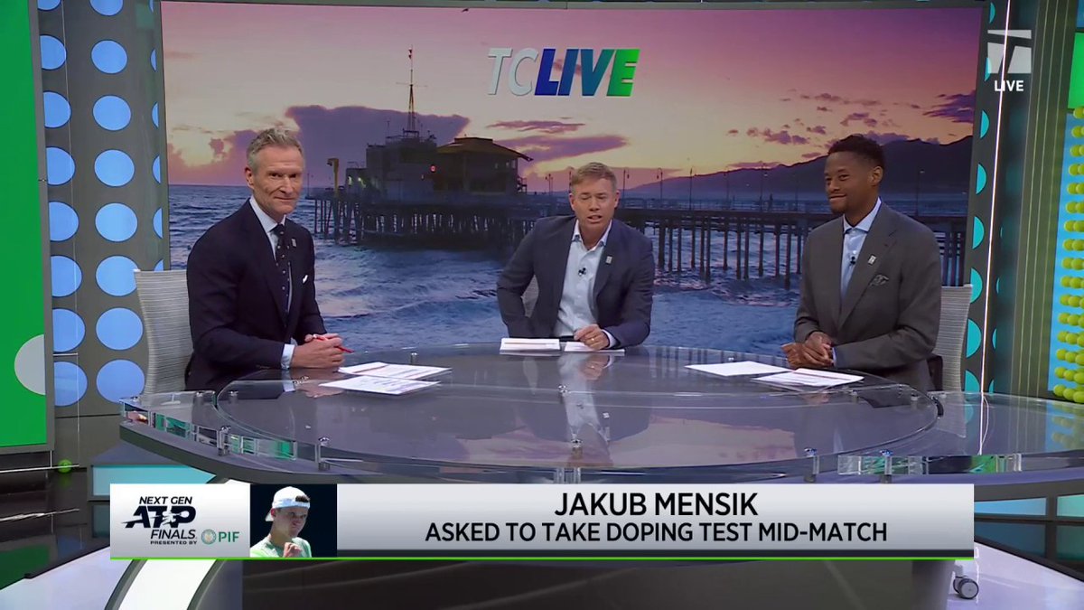 TC Live discusses Jakub Mensik being asked to take a doping test today during his match. #TCLive | #NextGenATPFinals
