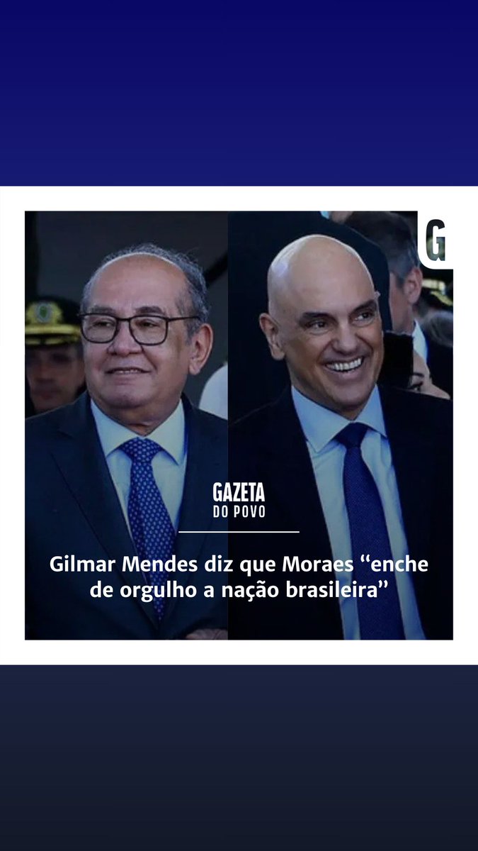 Gilmar Mendes diz que Moraes “enche de orgulho a nação brasileira”