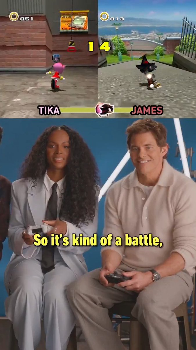 Sonic 3’s James Marsden & Tika Sumpter play City Escape in Sonic Adventure 2: Battle! #SonicMovie3 Full video: