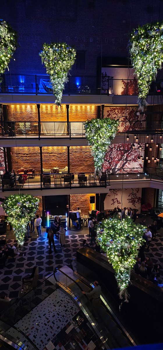 The Liberty Hotel has installed upside-down Christmas trees suspended from its 90-foot rotunda ceiling for the holiday season. ❤️