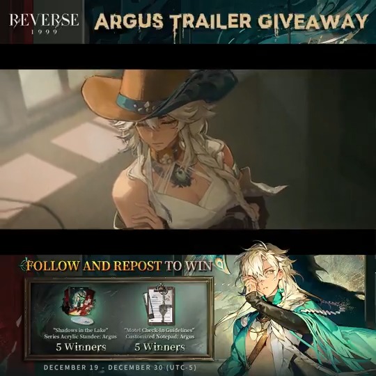 Argus Trailer - A Moment in the Hunt | Reverse: 1999 Track it down, chase it down, into the wilderness, until dawn. [Giveaway Rules] 1.Follow Reverse: 1999 | Version 3.4 Available Now 2.RT trailer before Dec.30 HD: DL: #Reverse1999Ver2ꓸ1 #Argus