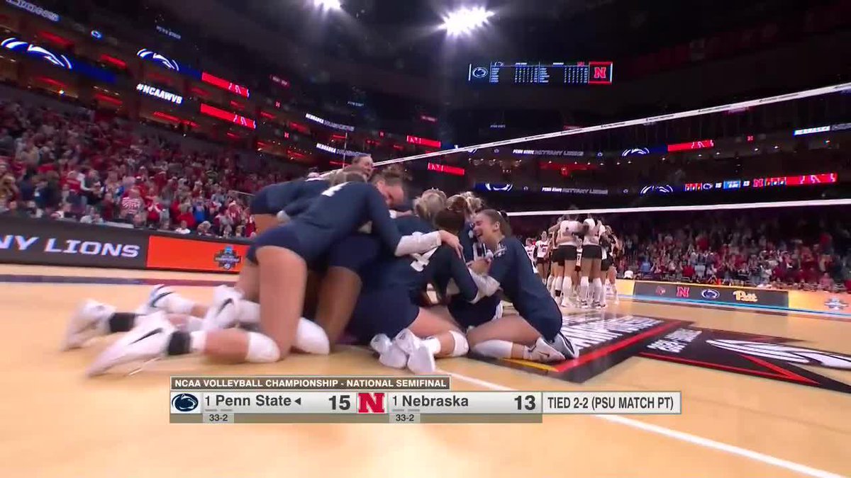 NATTY BOUND ‼️🏆🦁 Penn State Women’s Volleyball takes down Nebraska in five sets to advance to their 11th title game. #B1GVolleyball