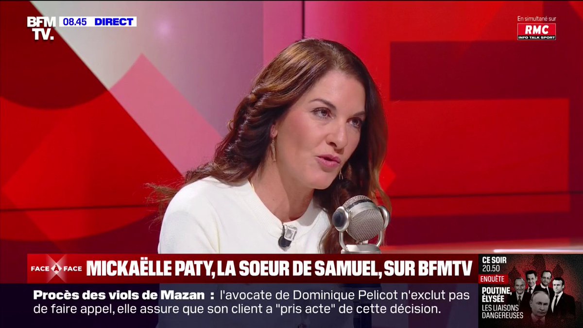 "Mon frère est mort pour rien et par contre, je pense qu'il aurait fallu faire quelque chose de sa mort", affirme la sœur de Samuel Paty, Mickaëlle