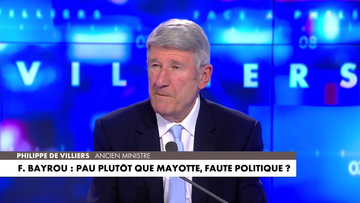 Philippe de Villiers réagit au choix de François Bayrou d’aller à Pau plutôt qu’à Mayotte : «Si le chef de guerre n’est pas là, c’est le désordre et il partage la détresse des habitants», dans #FaceàdeVilliers