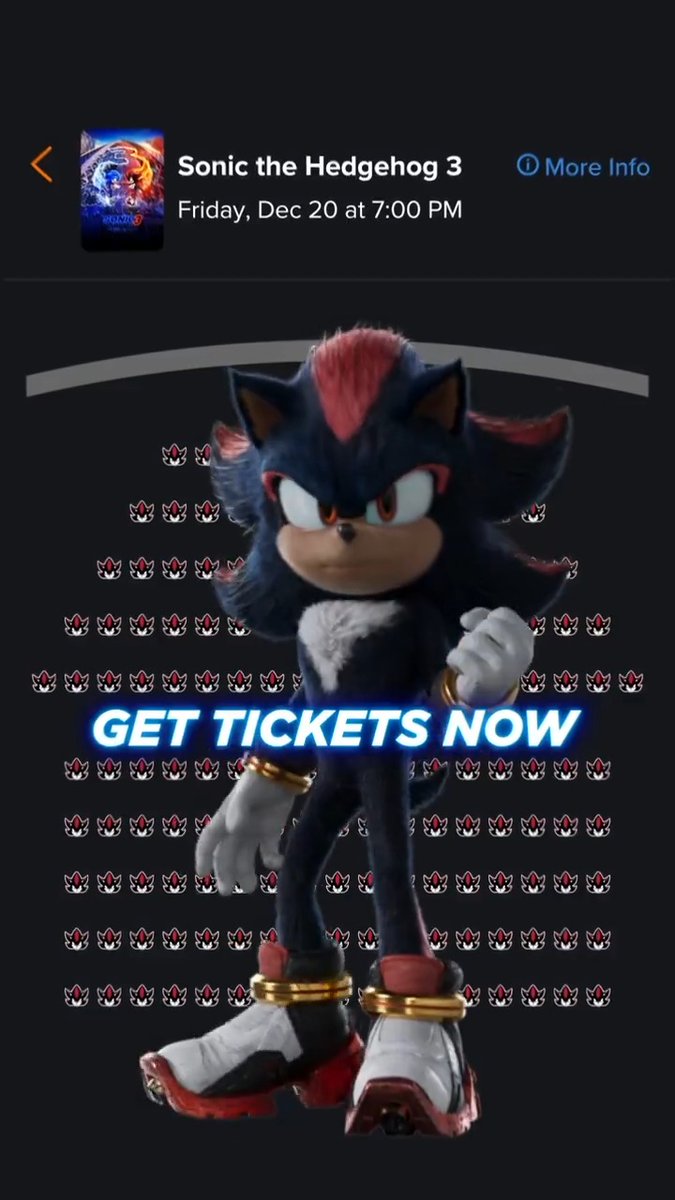 Tickets are going FAST. 🍿 Experience the Ultimate Showdown in theatres today. #SonicMovie3
