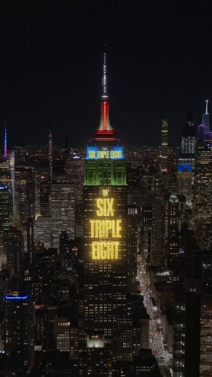 The Empire State Building lights up to honor the women of The 6888th Battalion โค๏ธ The Six Triple Eight is now playing!