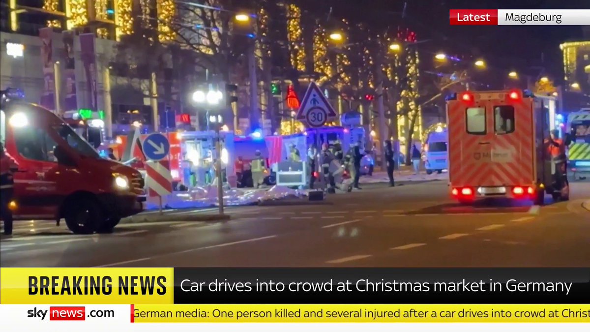 BREAKING: Around 60-80 people have been injured after a car was driven into a Christmas market in Germany, according to AFP news agency, which is citing emergency services on the ground. 📺 Sky 501, Virgin 602, Freeview 233 and YouTube
