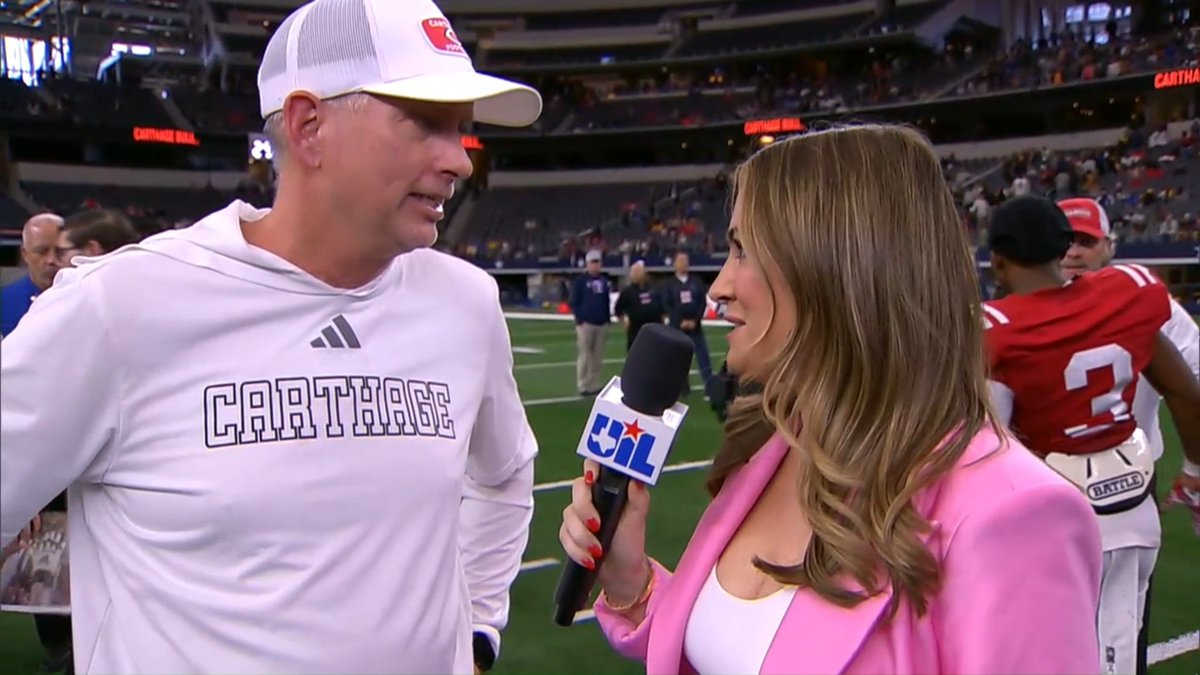 "It's the highlight of my career." Scott Surratt took the Carthage job when his son, Jett, was an infant. Now, with Jett at quarterback, they have a #UILState championship together. Watch on the FanDuel Sports Network. #TXHSFB #Dctf #TexasFootball Carthage Bulldogs Jett Surratt