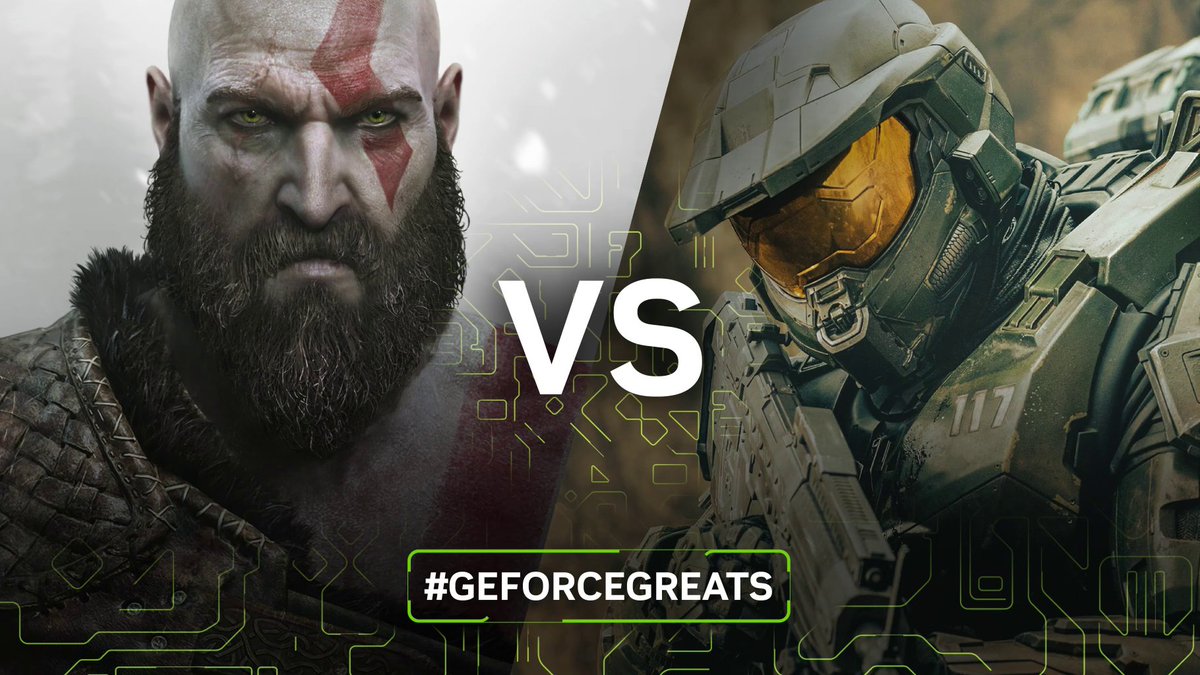The battle of the titans: Kratos vs. Master Chief 🪓🪖 Who takes the crown in this epic 1v1? #GeForceGreats