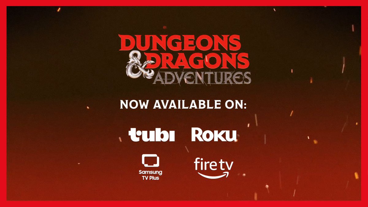 From epic high-fantasy adventures to star-studded comedic mayhem - dive into Dungeons & Dragons Adventures original TV series. Watch on your favorite free streaming platform. Now available on Tubi, Roku, Samsung TV Plus, and FireTV.
