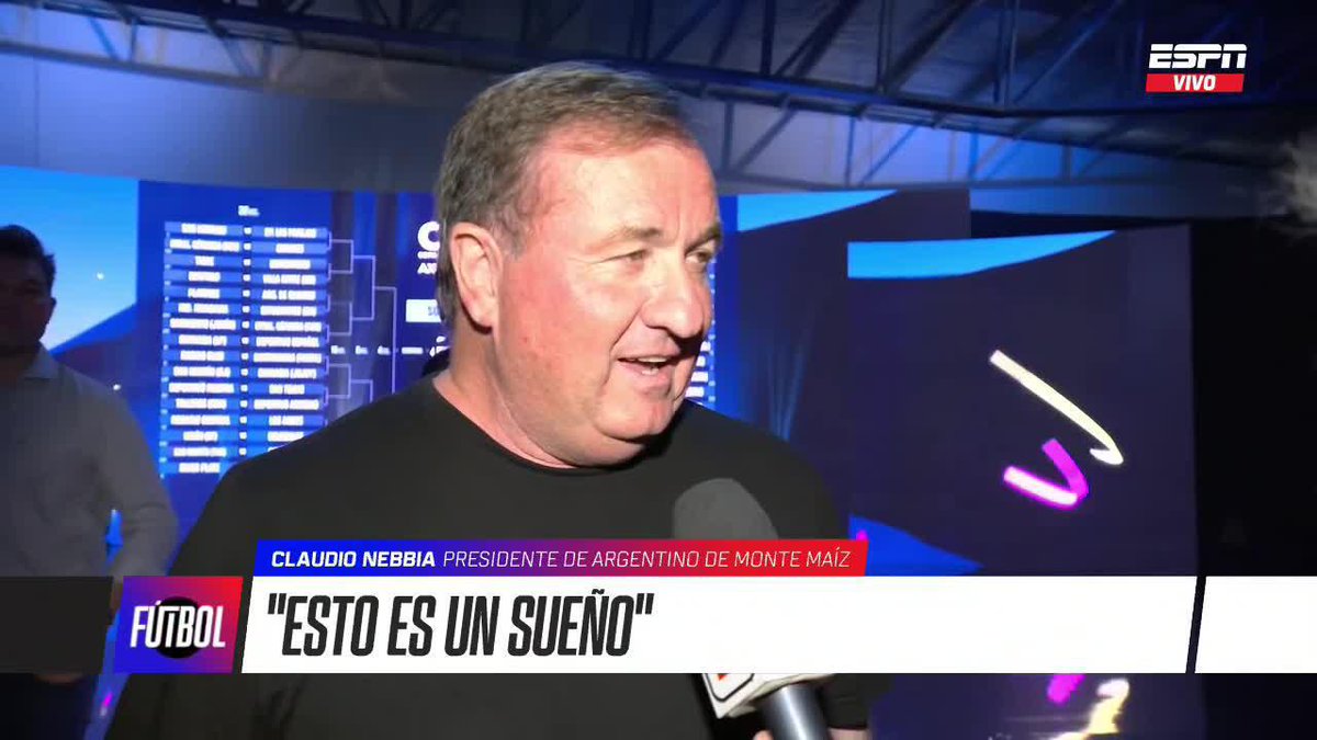 "ESTO ES UN SUEÑO JUSTO EN EL CENTENARIO DE NUESTRO CLUB" Claudio Nebbia, presidente de Argentino de Monte Maíz, sobre el cruce en la #CopaArgentina vs. BOCA. 📺 #DisneyPlus | #ESPNF360