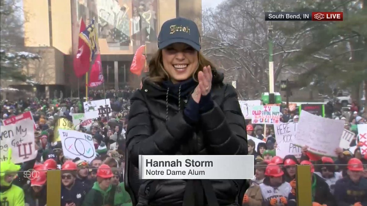 "This is literally ... an out-of-body experience." Hannah Storm describes the energy ahead of Notre Dame/Indiana 🔋