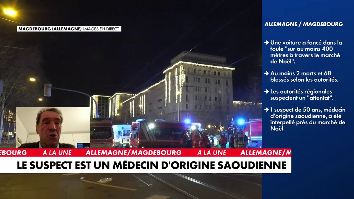 Christian Prouteau s’interroge sur le profil du suspect dans l’attaque du marché de Noël en Allemagne : «Il y a quelque chose qui nous échappe dans son comportement humain qui laisse perplexe», dans 100% Politique