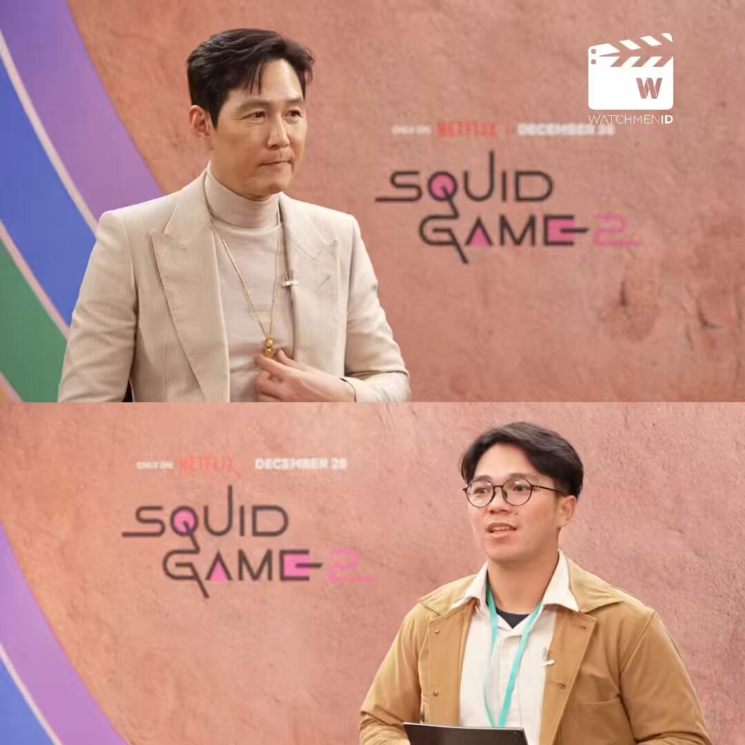 Dipuji dikit sama Lee Jung-jae langsung grogi! Hahahaha Stay tuned buat full interview-nya di sosmed WatchmenID 👀 Btw, ada yang bisa nebak kita ngobrol sama siapa lagi dari cast Squid Game 2? 👀✨ #SquidGame2 #SquidGameSeoul