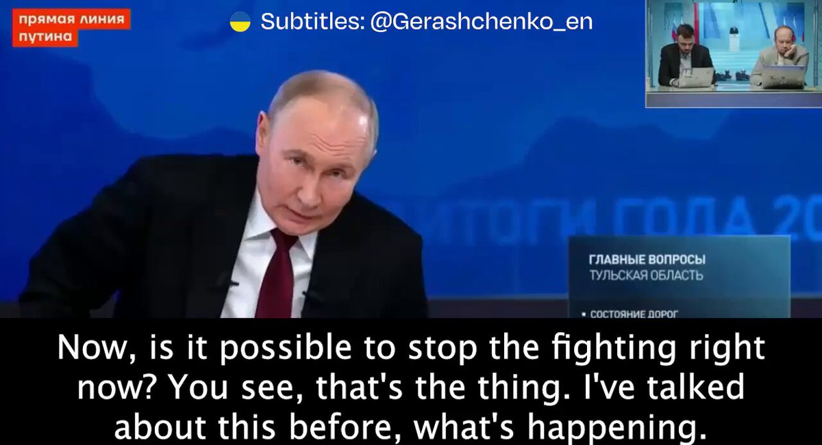 Putin once more confirmed explicitly that he has no interest in peace. Asked directly whether a ceasefire in Ukraine is possible, he says, "Our army is advancing. [...] Stopping for a week would mean giving the enemy a chance to fortify their positions.” The Russian war machine will not be stopped by some unlikely strike of Putin's non-existent goodwill. The only way to resist Russia is through strength.