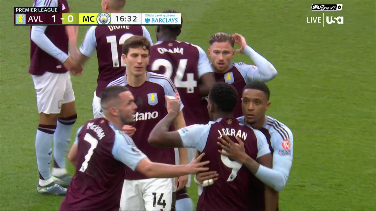 WHAT A START FOR ASTON VILLA. 💥 Jhon Duran strikes on the counter to make it 1-0 against the champions! 📺 USA Network | #AVLMCI