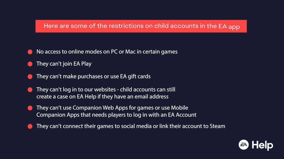 Did you know child accounts can't buy games on the EA app? A parent or guardian has to redeem the game code to add it to the Library. Learn about other child account controls in our video.
