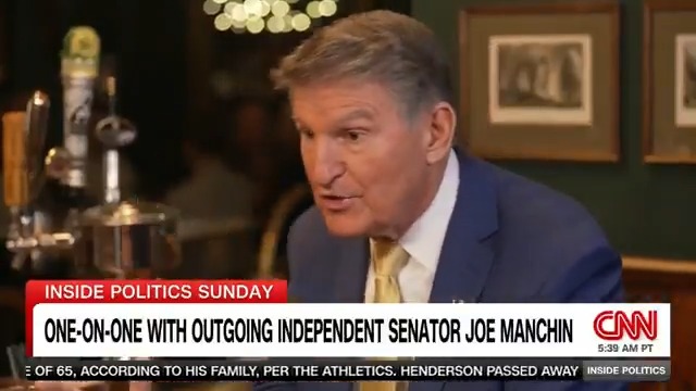NEW: Outgoing Senator Joe Manchin talks about his relationship with President-elect Donald Trump as he bids farewell to Washington in an interview over a beer with Manu Raju. #InsidePolitics