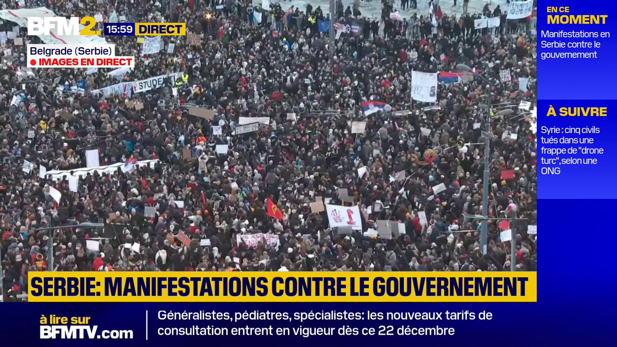 ❌ En Serbie, des étudiants et des agriculteurs manifestent à Belgrade contre le gouvernement