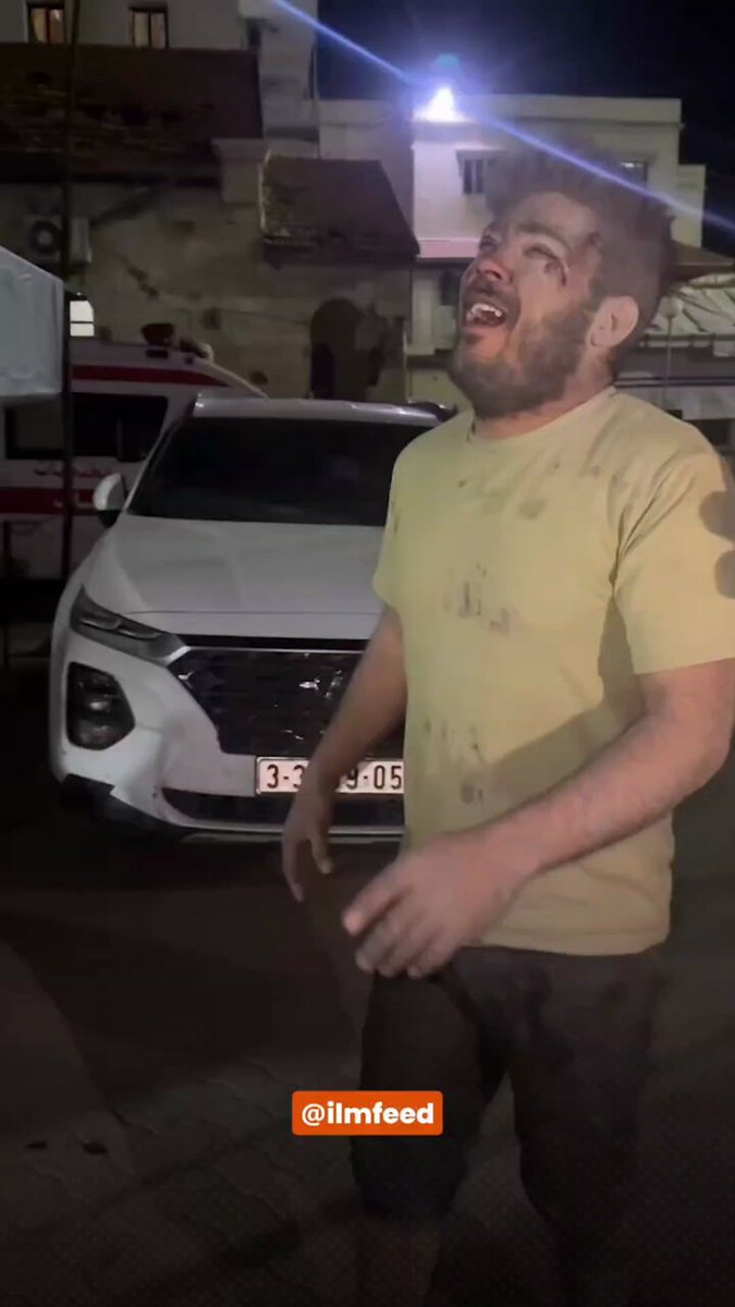 A survivor of a US-backed Israeli bombing who lost several members of his family was seen praying to Allah.