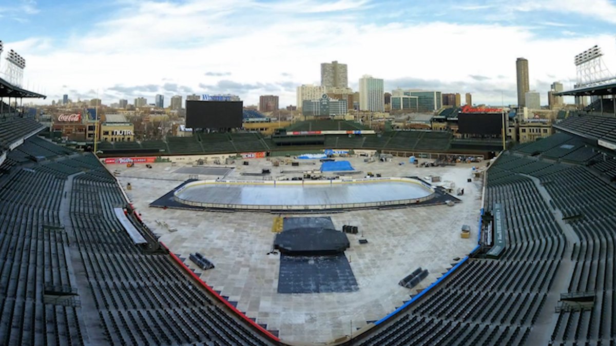 Things are beginning to take shape at Wrigley Field ahead of the Discover NHL #WinterClassic. #stlblues