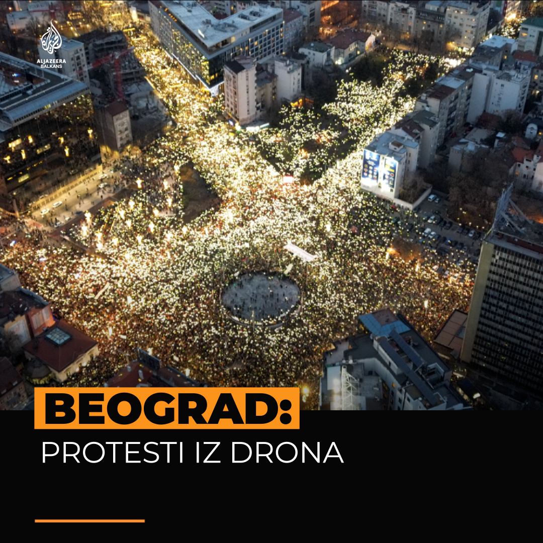 Snimak iz drona protesta studenata i poljoprivrednika u Beogradu