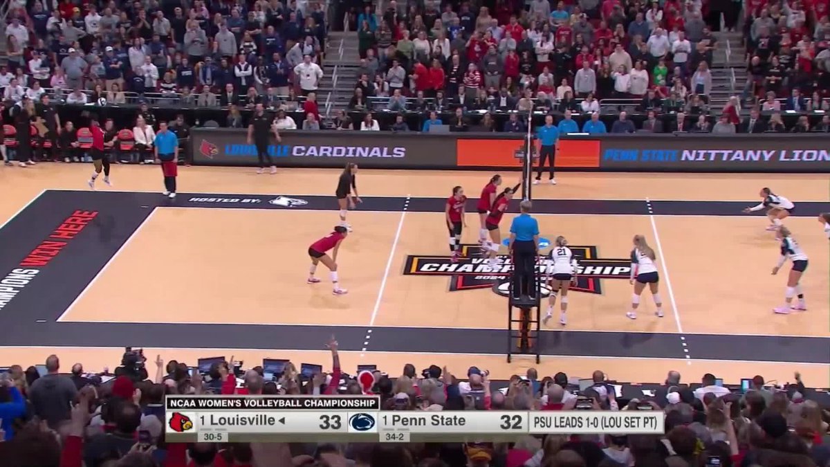 All charged up⚡️Louisville takes set 2!! #NCAAWVB x 🎥 ABC / Louisville Volleyball